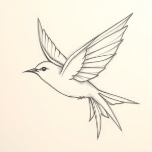 Pencil Blocking Sketch Swallow Tattoo