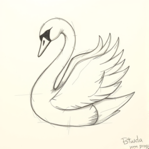 Pencil Blocking Sketch Swan Tattoo