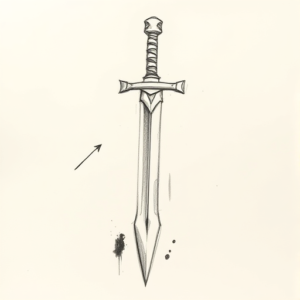Pencil Blocking Sketch Sword Tattoo