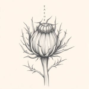 Pencil Blocking Sketch Thistle Tattoo