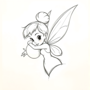 Pencil Blocking Sketch Tinkerbell Tattoo