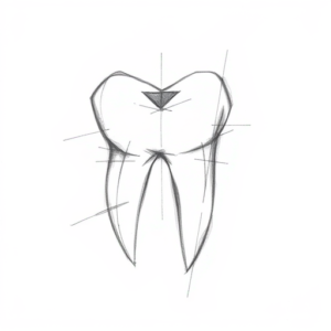 Pencil Blocking Sketch Tooth Tattoo