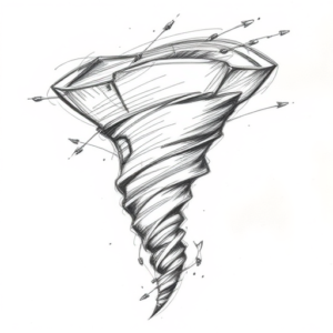 Pencil Blocking Sketch Tornado Tattoo