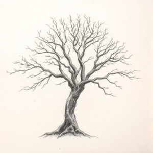 Pencil Blocking Sketch Tree Tattoo