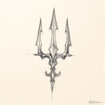 Pencil Blocking Sketch Trident Tattoo