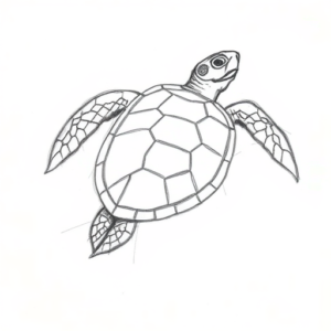 Pencil Blocking Sketch Turtle Tattoo