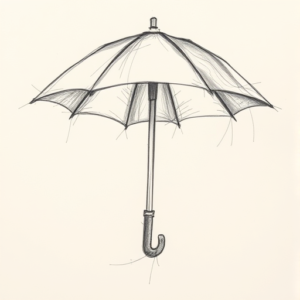 Pencil Blocking Sketch Umbrella Tattoo