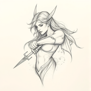 Pencil Blocking Sketch Valkyrie Tattoo