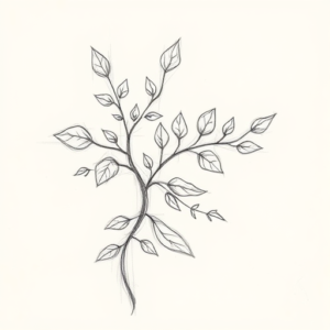 Pencil Blocking Sketch Vine Tattoo