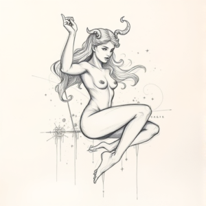 Pencil Blocking Sketch Virgo Tattoo