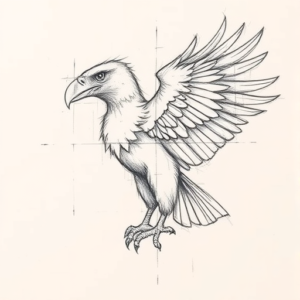 Pencil Blocking Sketch Vulture Tattoo