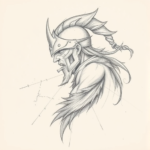 Pencil Blocking Sketch Warrior Tattoo