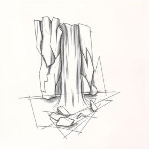 Pencil Blocking Sketch Waterfall Tattoo