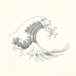 Pencil Blocking Sketch Wave Tattoo