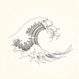 Pencil Blocking Sketch Wave Tattoo