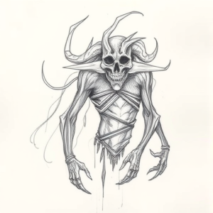 Pencil Blocking Sketch Wendigo Tattoo