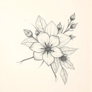 Pencil Blocking Sketch Wildflower Tattoo