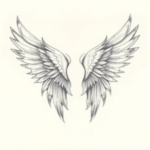 Pencil Blocking Sketch Wings Tattoo