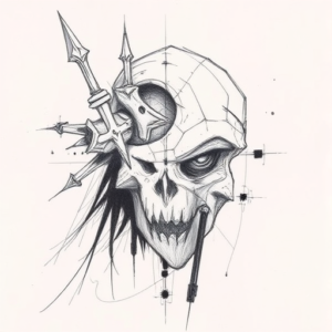 Pencil Blocking Sketch Witcher Tattoo