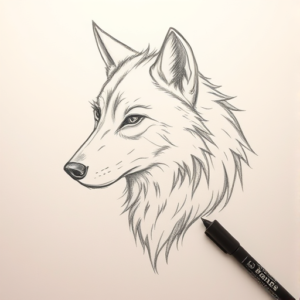 Pencil Blocking Sketch Wolf Tattoo