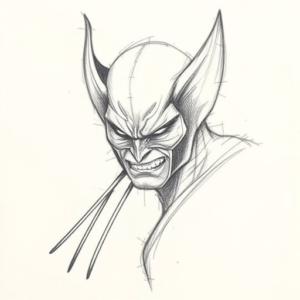 Pencil Blocking Sketch Wolverine Tattoo