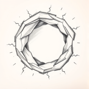 Pencil Blocking Sketch Wormhole Tattoo