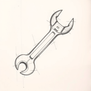 Pencil Blocking Sketch Wrench Tattoo