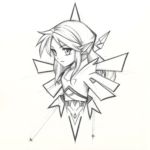Pencil Blocking Sketch Zelda Tattoo