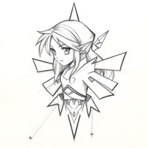 Pencil Blocking Sketch Zelda Tattoo