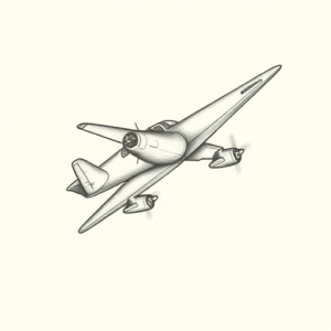 Pencil Dotwork Outline Airplane Tattoo