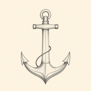 Pencil Dotwork Outline Anchor Tattoo