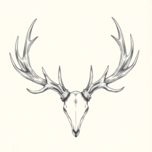 Pencil Dotwork Outline Antler Tattoo