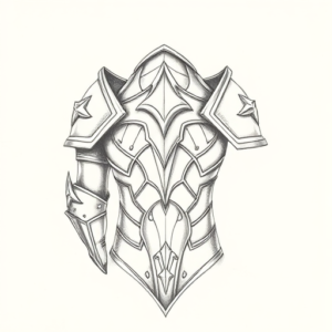 Pencil Dotwork Outline Armor Tattoo