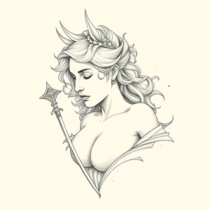 Pencil Dotwork Outline Artemis Tattoo