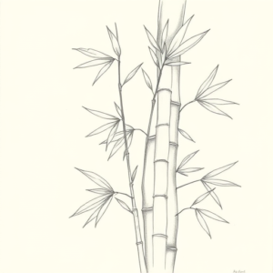 Pencil Dotwork Outline Bamboo Tattoo