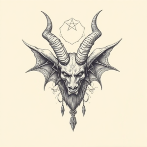 Pencil Dotwork Outline Baphomet Tattoo