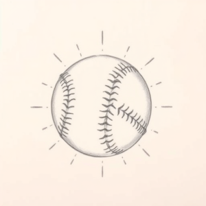 Pencil Dotwork Outline Baseball Tattoo