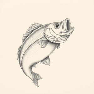 Pencil Dotwork Outline Bass Tattoo