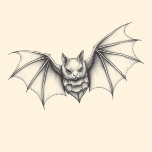 Pencil Dotwork Outline Bat Tattoo