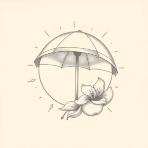 Pencil Dotwork Outline Beach Tattoo