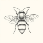 Pencil Dotwork Outline Bee Tattoo