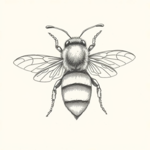Pencil Dotwork Outline Bee Tattoo