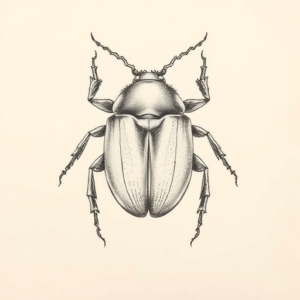 Pencil Dotwork Outline Beetle Tattoo