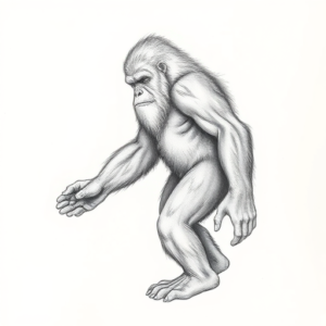 Pencil Dotwork Outline Bigfoot Tattoo
