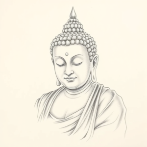 Pencil Dotwork Outline Buddha Tattoo