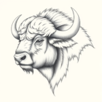 Pencil Dotwork Outline Buffalo Tattoo