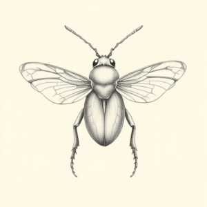 Pencil Dotwork Outline Bug Tattoo