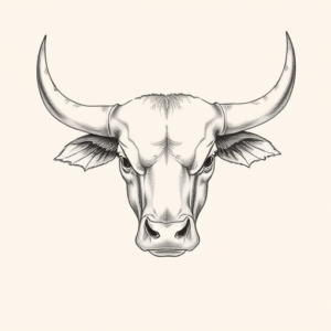 Pencil Dotwork Outline Bull Tattoo