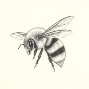 Pencil Dotwork Outline Bumblebee Tattoo