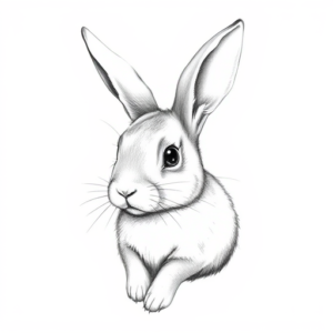 Pencil Dotwork Outline Bunny Tattoo